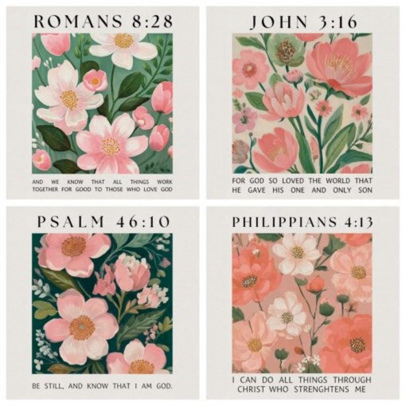 Picture of Carson Home Accents 738578 Coaster Set - Flower Market Verse - 4 Designs - in Gift Box - 4 x 4 in. - No.SS28420