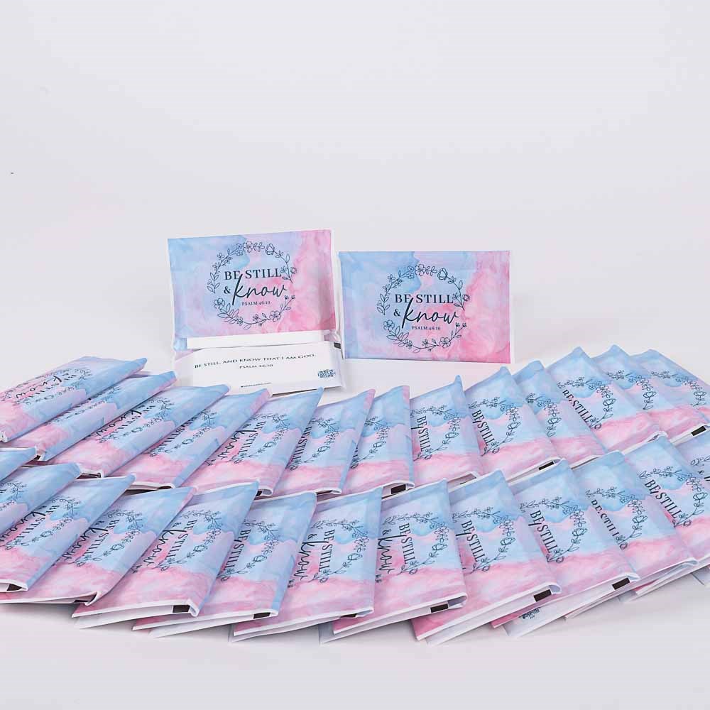 368666 Psalm 46-10 Pocket Be Still & Know Tissue Pack - Set of 30