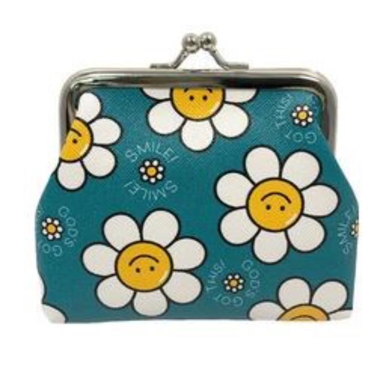 302394 Coin Purse - Smiley Daisies - 4 x 4.25 in.