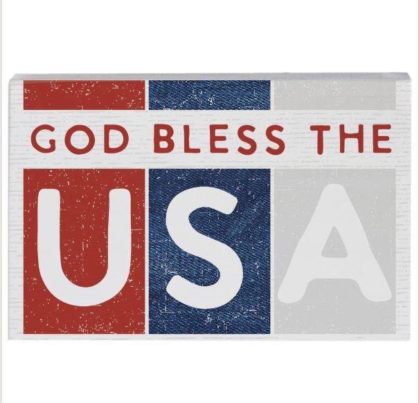 728425 5.25 x 3.5 x 1.25 in. Small Talk Rectangle God Bless USA Stripes