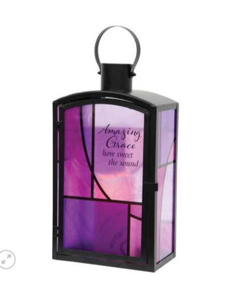 707003 16 x 7.5 x 4.5 in. Lantern with Flameless LED Candle & Timer-Amazing Grace