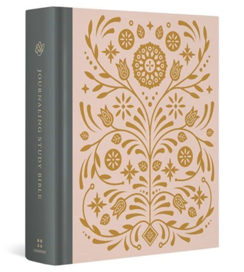 311574 ESV Journaling Study Bible - Blush & Ochre Floral Design Cloth-Over-Board