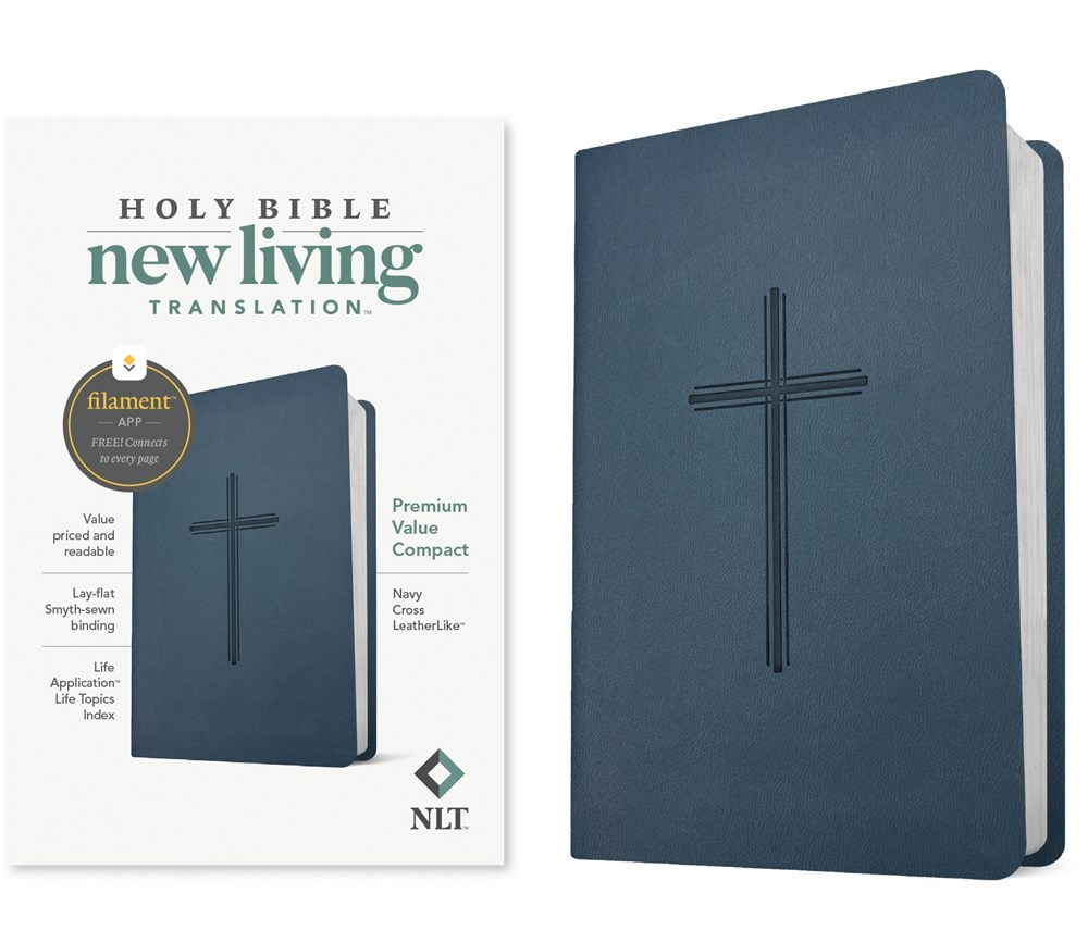 731094 NLT Premium Value Filament Enabled Compact Bible - Navy Cross Leatherlike