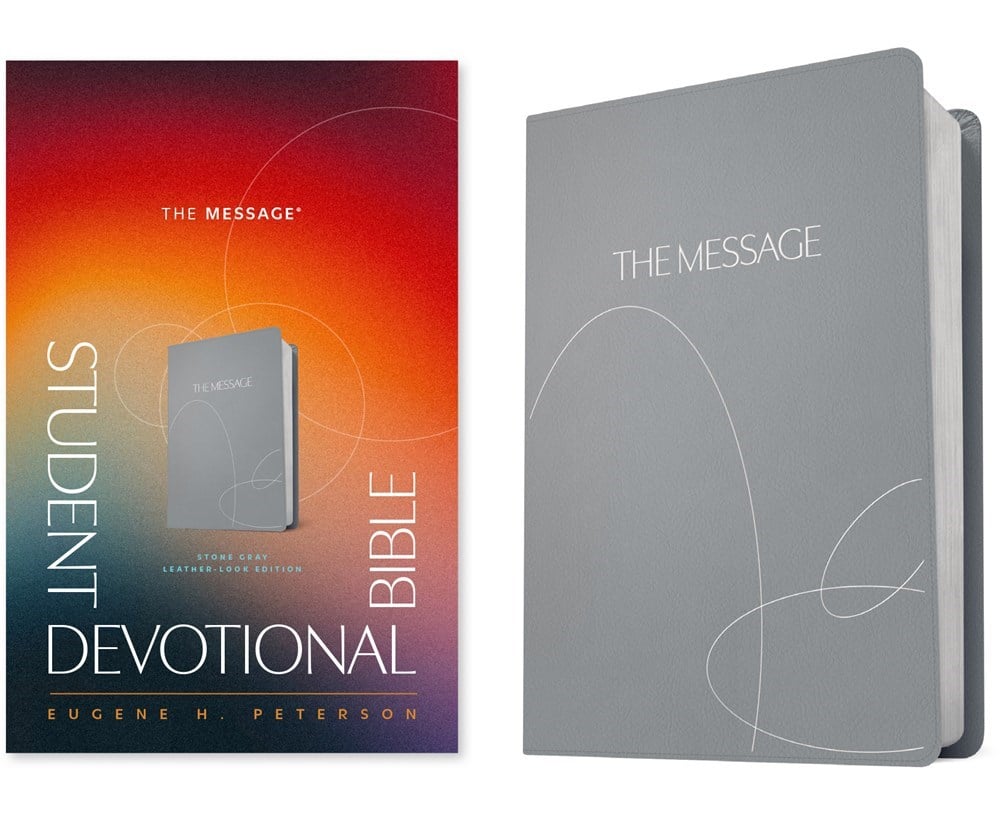561785 The Message Student Devotional Bible - Stone Gray Leather - Look