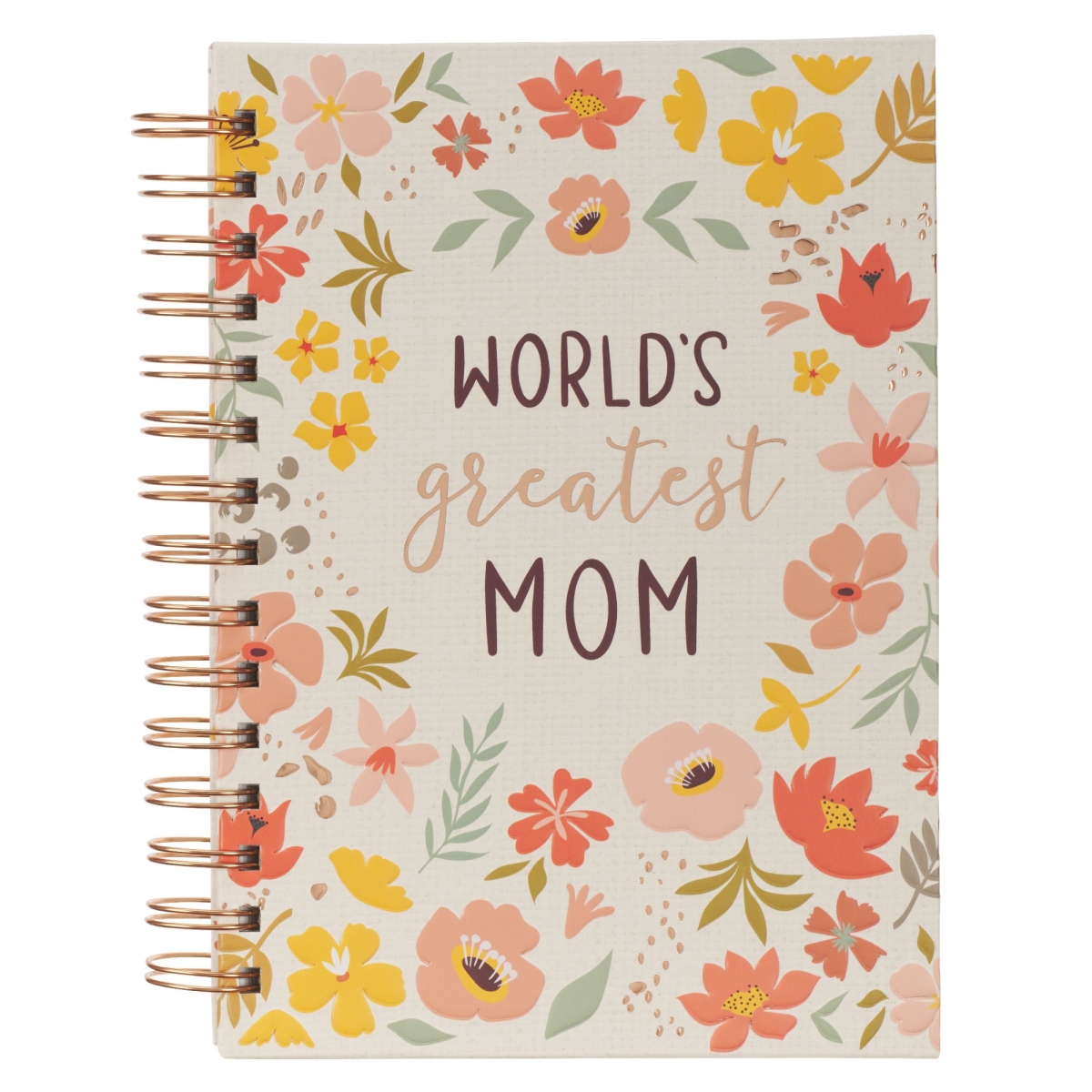 368272 Journal Wirebound - Worlds Greatest Mom - Peach Floral Book