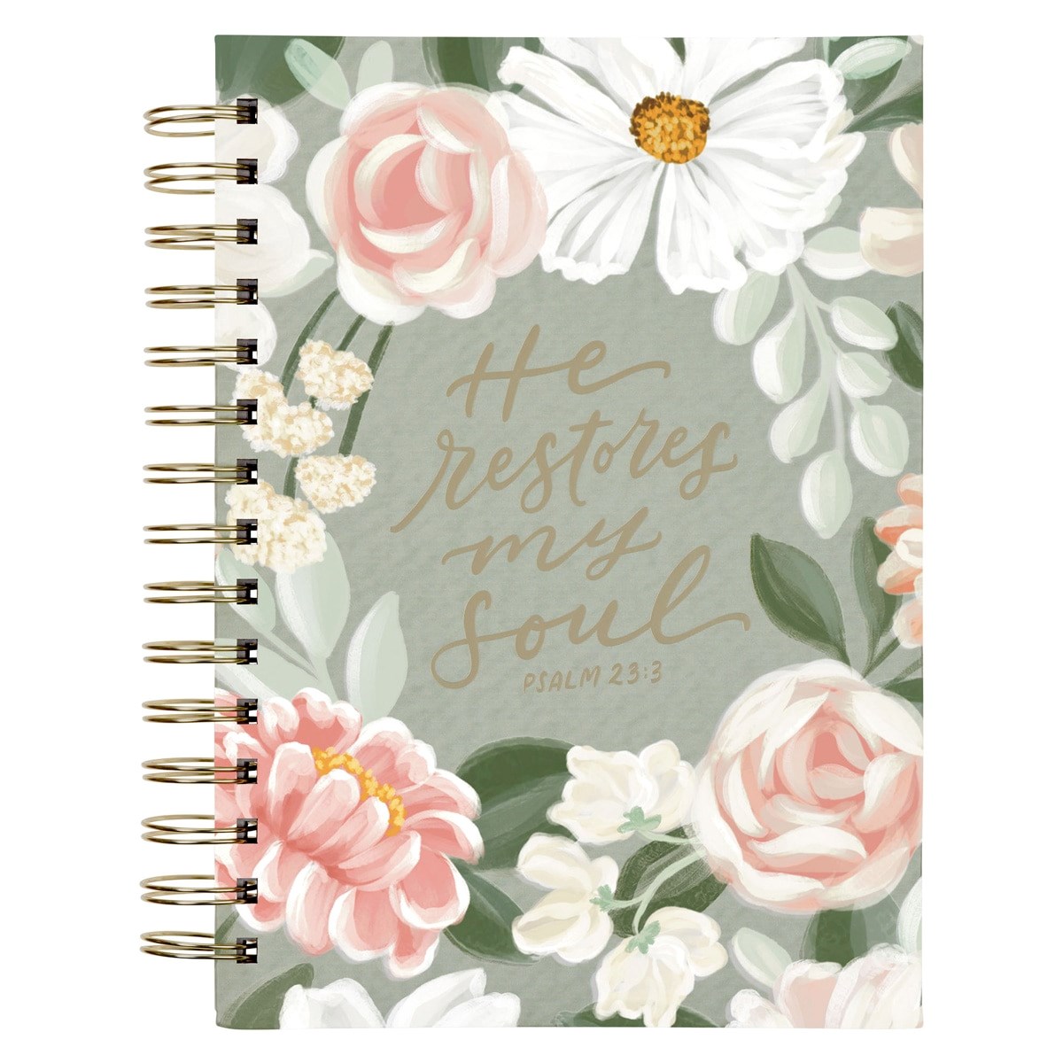 471466 Wirebound - He Restores My Soul Ps. 23-3 Journal - Green