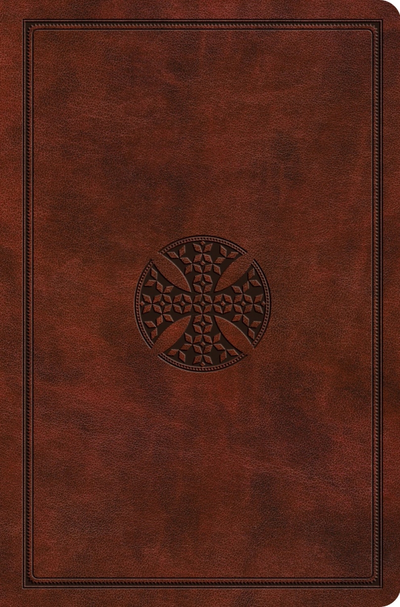 471181 ESV Value Compact Bible - Chestnut Mosaic Cross Design Trutone