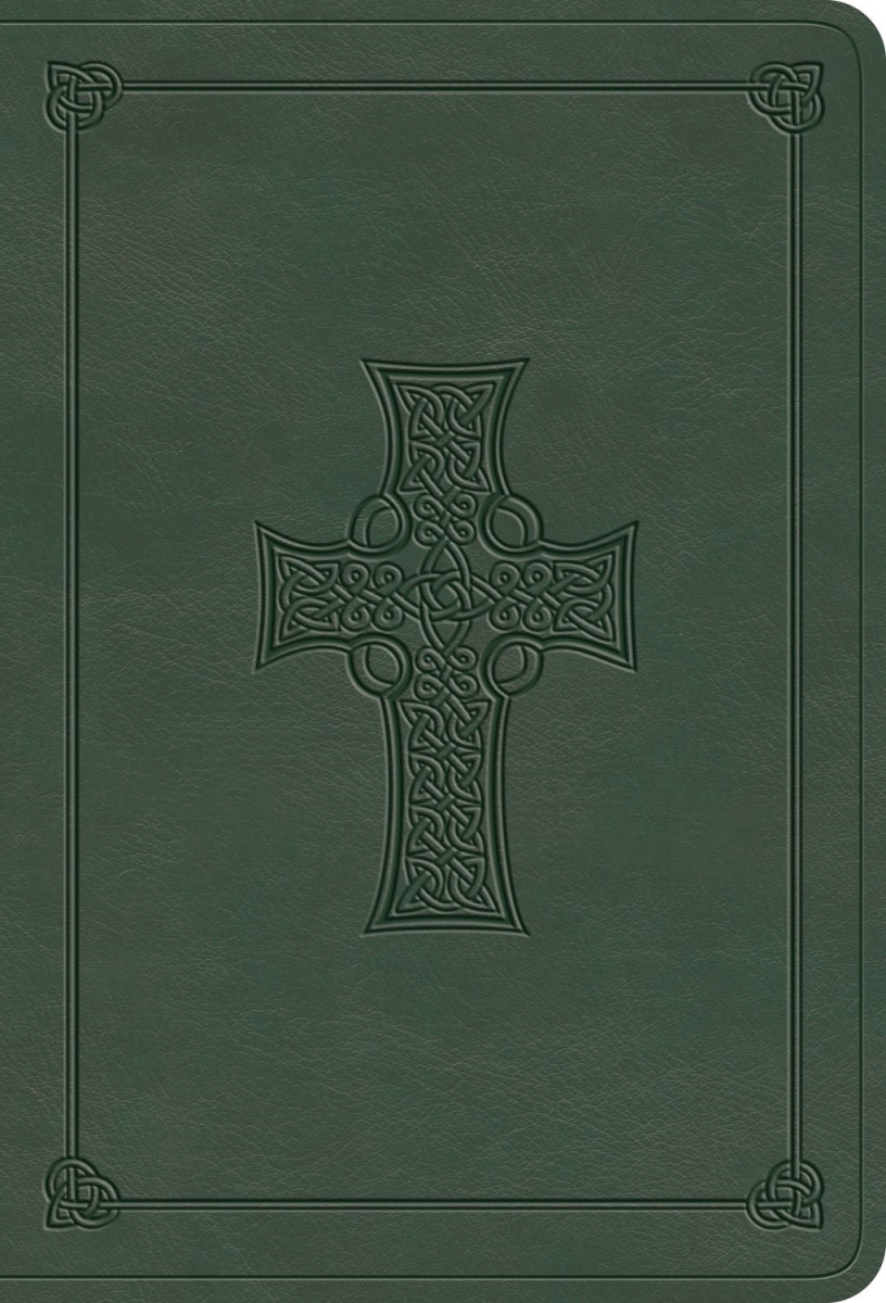 471196 ESV Value Large Print Compact Bible - Quiet Forest - Celtic Cross Design, Truetone