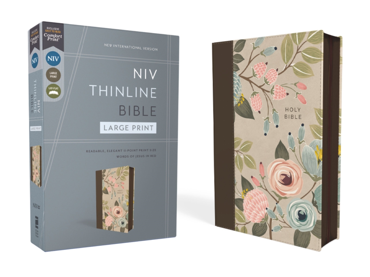 397667 NIV Thinline Bible - Large Comfort Print - Floral Leathersoft with Zipper
