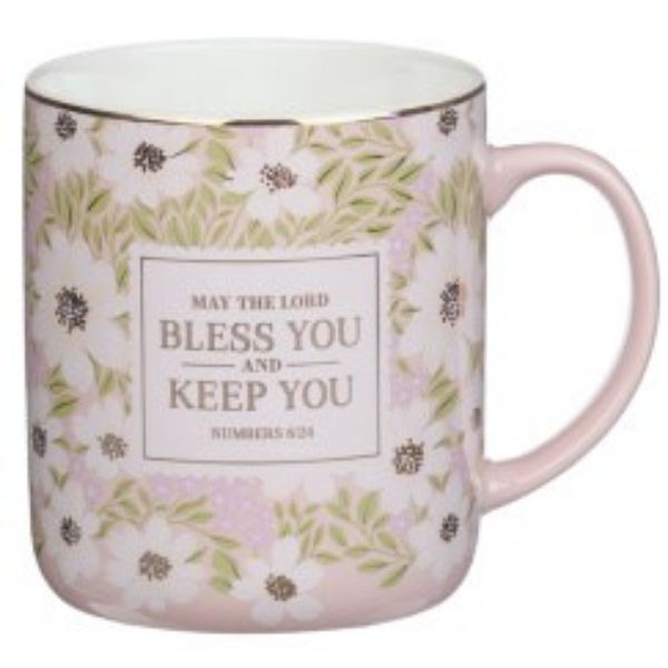 Picture of Christian Art Gifts 754052 Floral The Lord Bless You & Keep You Number 6-24 Mug - Pink