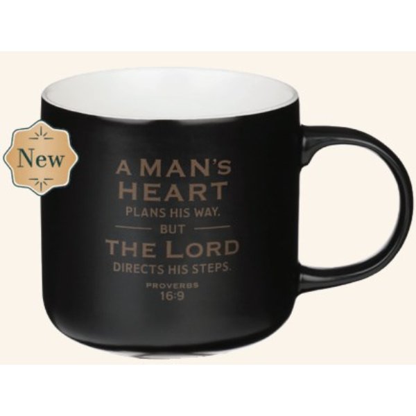 75405X Black A Mans Heart Plans His Way Prov. 16-9 Mug