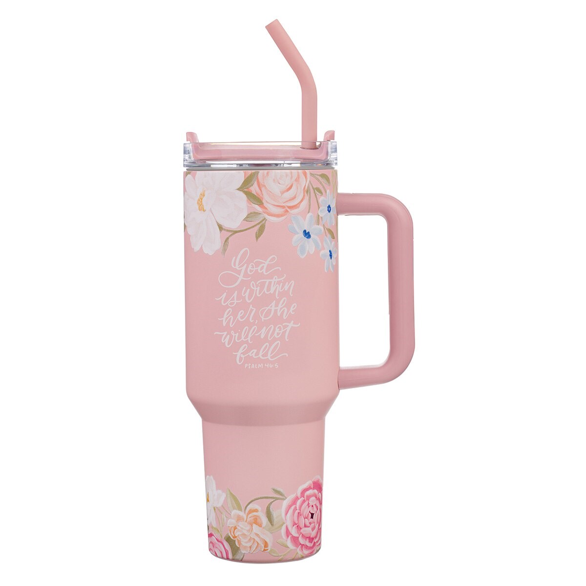 Picture of Christian Art Gifts 472186 Travel Mug - Love is Patient with Straw - 40 oz - Stainless Steel