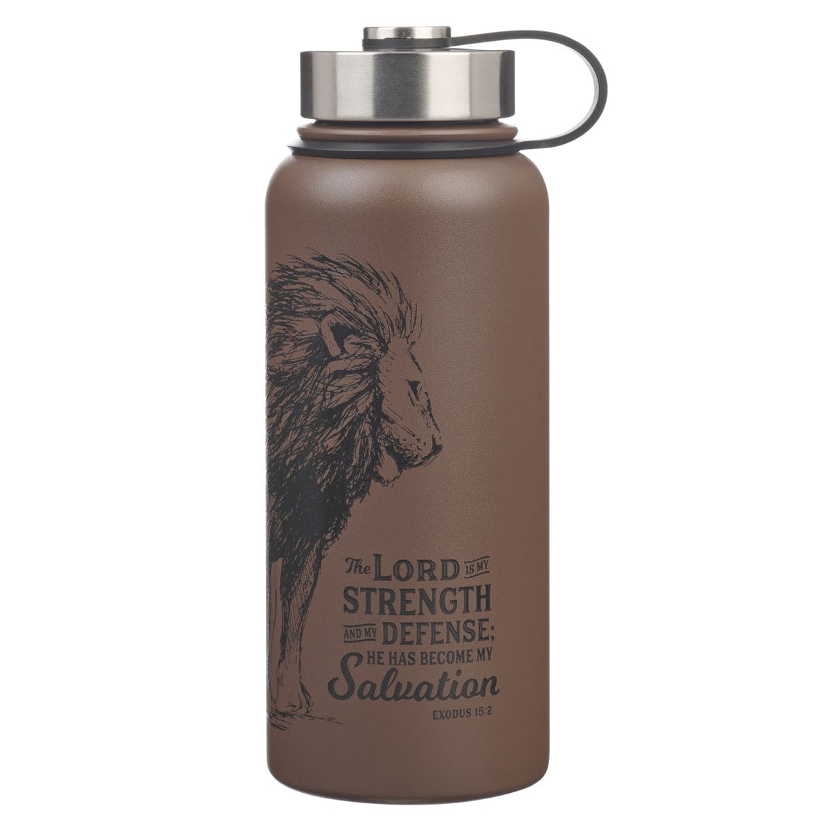 Picture of Christian Art Gifts 472190 Water Bottle - Stainless Steel - The Lord Is My Strength - 32 oz