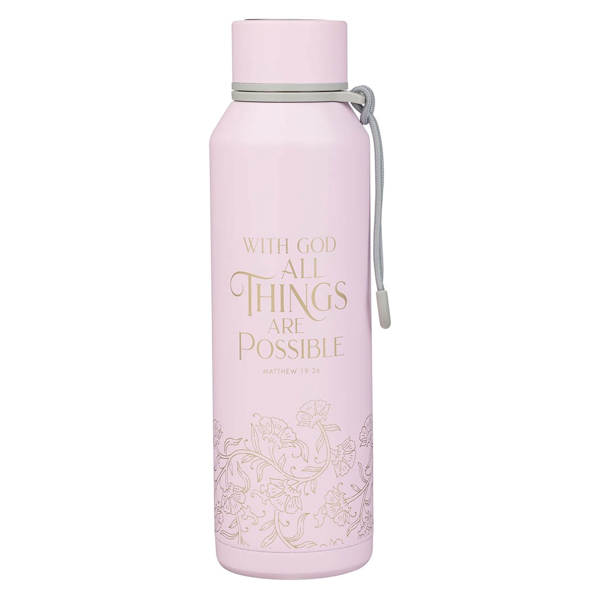 Picture of Christian Art Gifts 472276 Water Bottle - Stainless Steel - With God All Things - 24 oz