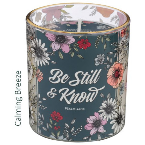 745660 Be Still & Know - Calming Breeze Scent in Glass Jar Candle - Psalm 46-10