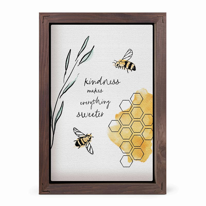 639879 5 x 7 in. Kindness Makes Everything Sweeter Wood Framed Linen Art