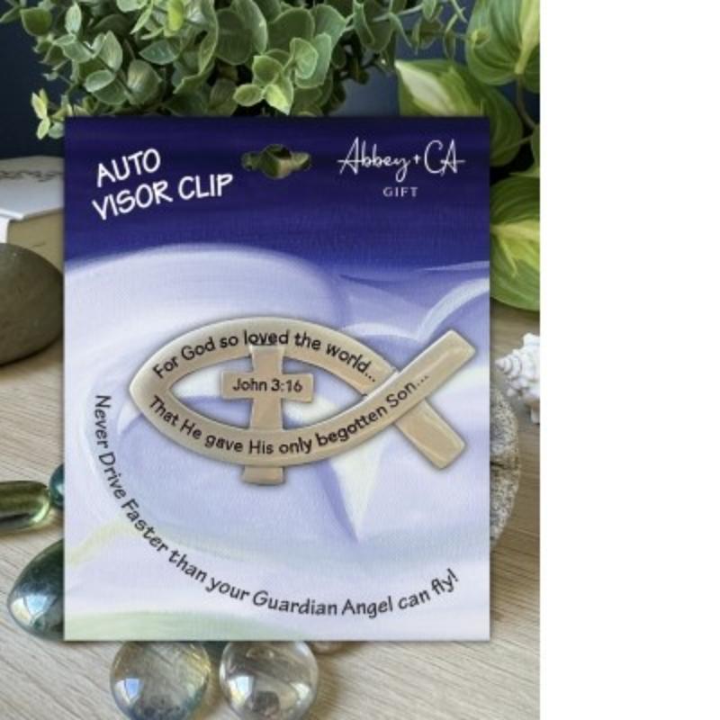 470828 Visor Clip - For God So Loved The World - Ichthus