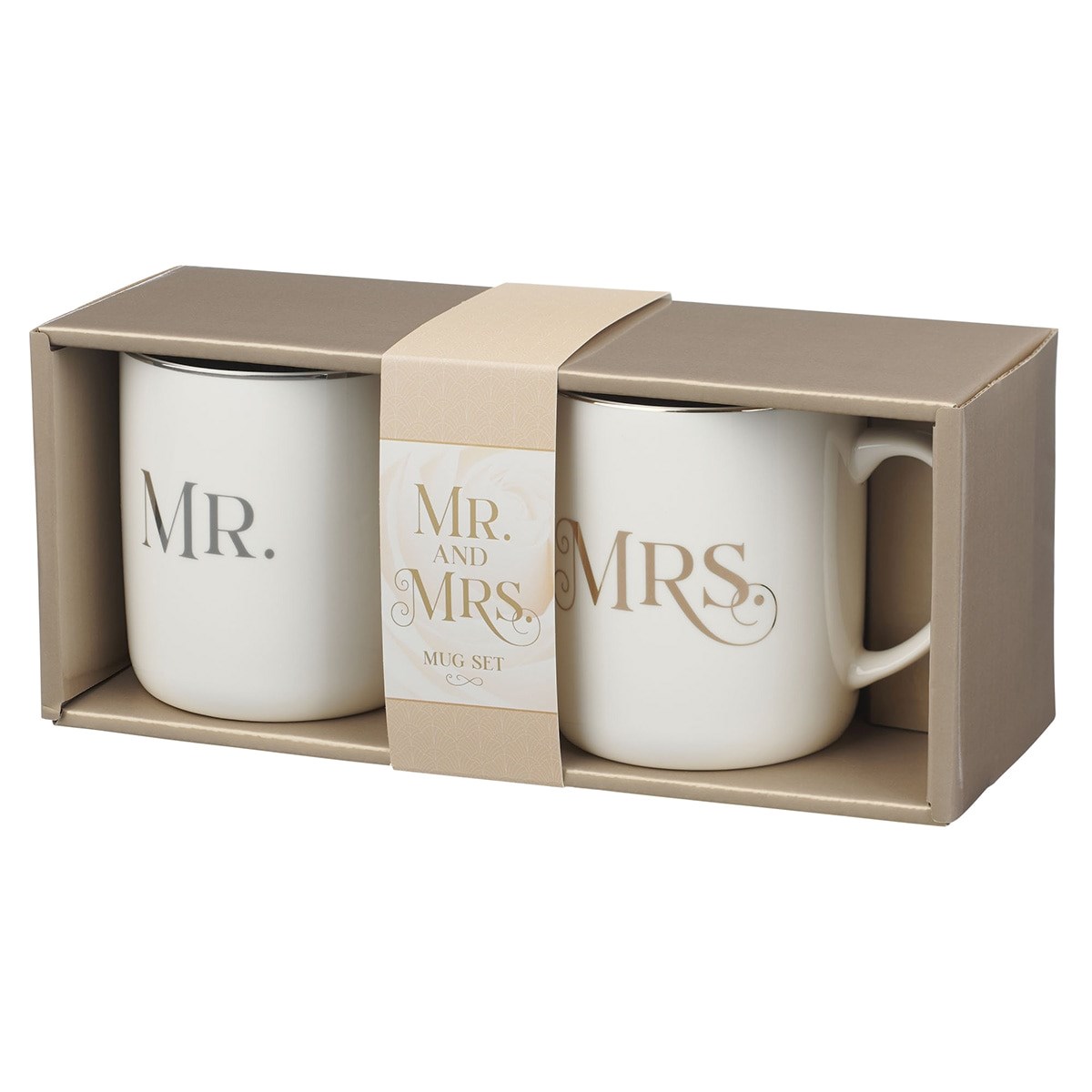 Picture of Christian Art Gifts 368482 Ceramic Mug - Set - Mr. & Mrs. 1 Cor. 13-4 - Set of 2