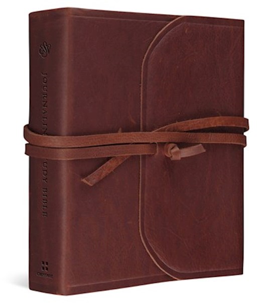 311573 ESV Journaling Study Bible Book Natural Leather with Flap & Strap - Brown
