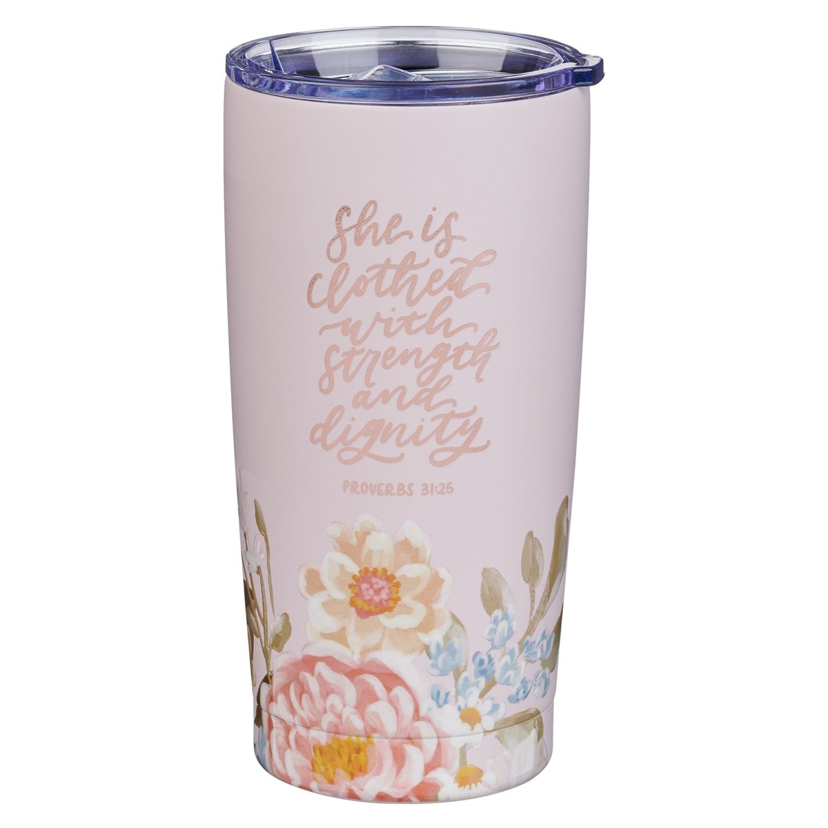 Picture of Christian Art Gifts 368495 Stainless Steel Tumbler - Strength & Dignity Prov. 31-25 - Pink