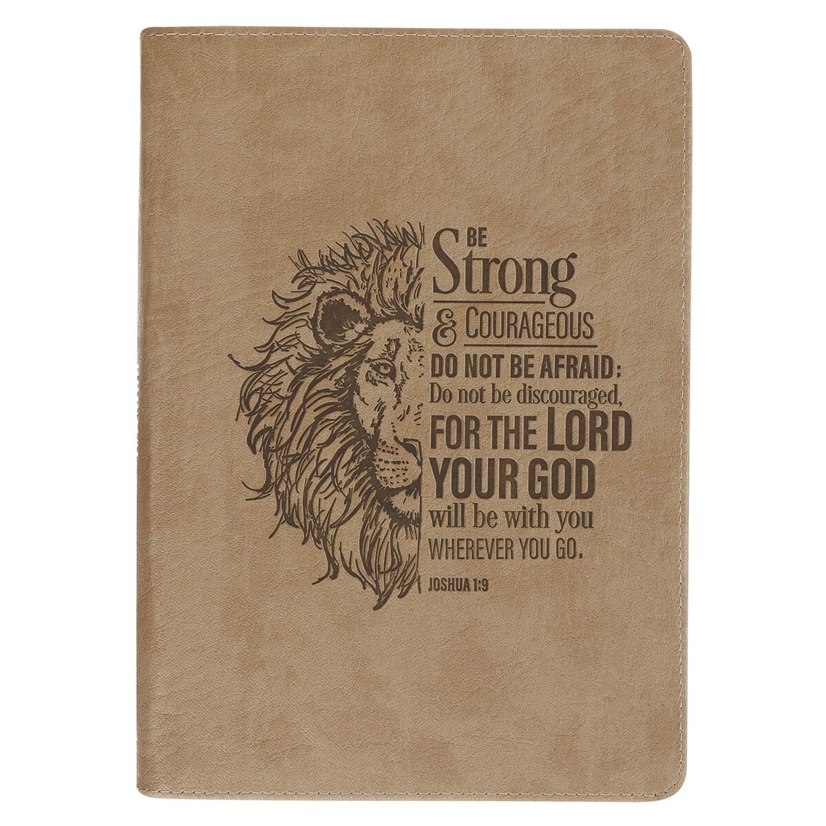 471452 Classic Journal with Zip - Strong & Courageous Josh. 1-9 - Brown