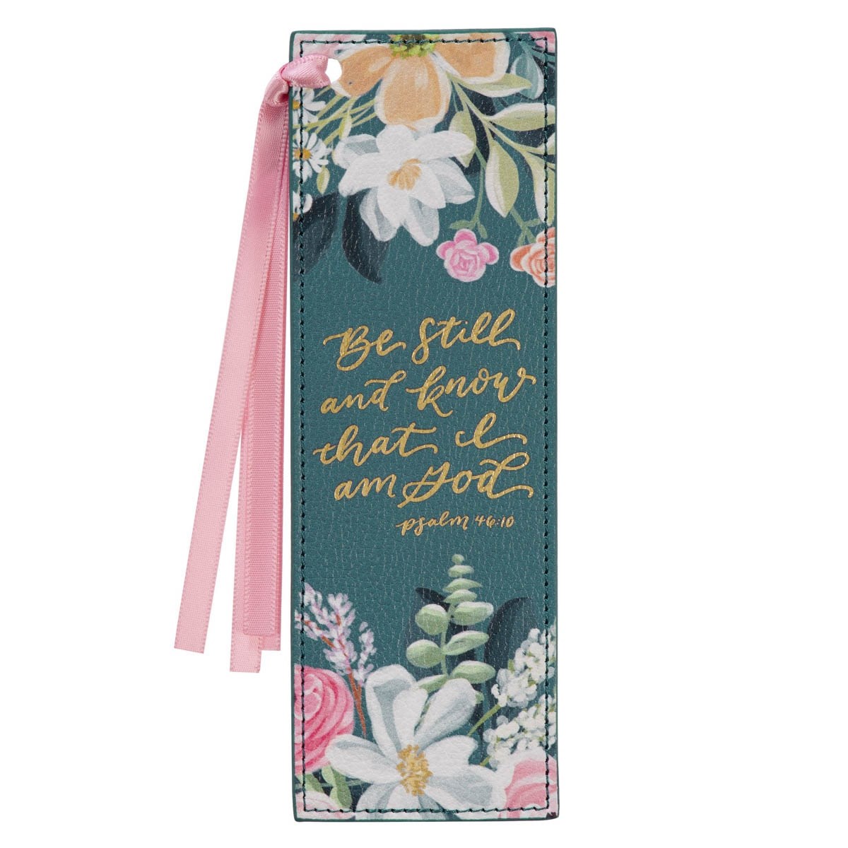 368427 Bookmark - Be Still. Ps. 46 - 10 - Faux Leather Teal