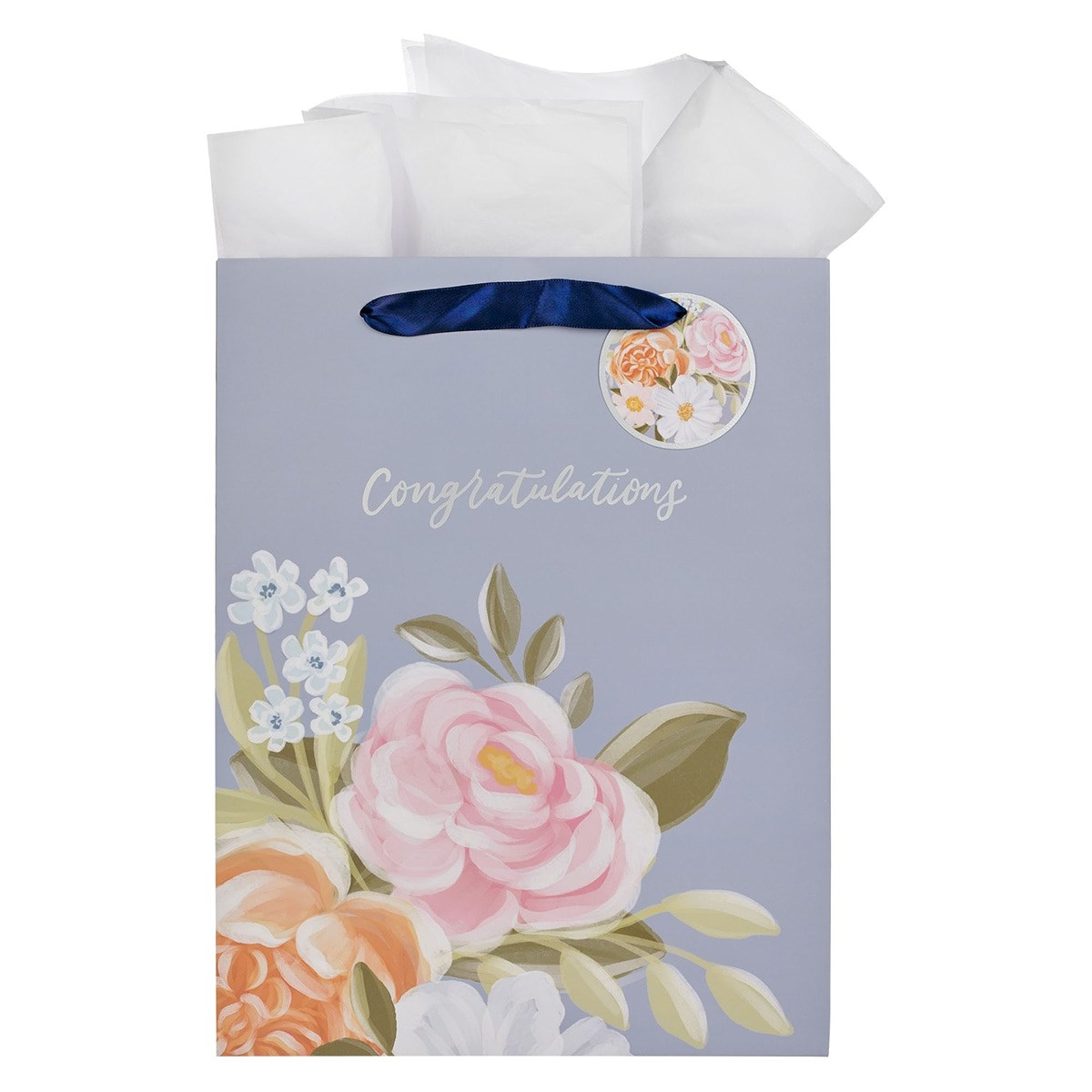 368593 Large Portrait Congratulations Blue Floral Gift Bag