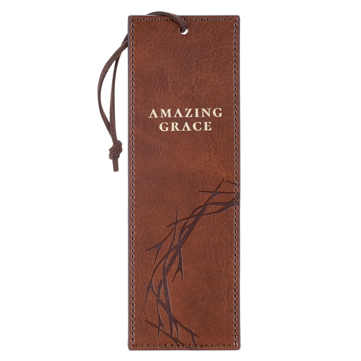 471773 Bookmark - Crown of Thorns & Amazing Grace Isa. 53-5 - Faux Leather - Brown