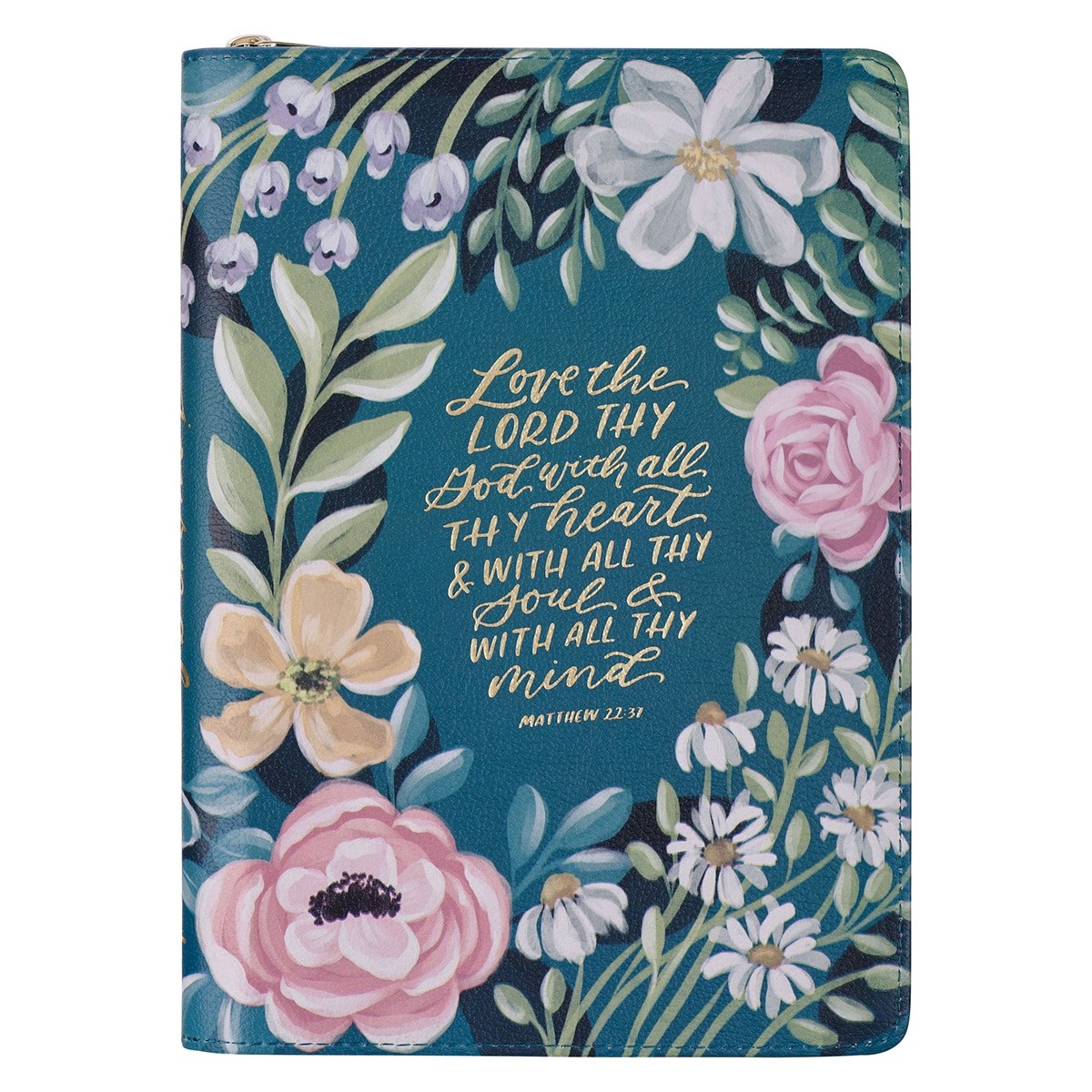 348532 Journal Classic with Zip - Love The Lord Matt. 22-37 - Teal