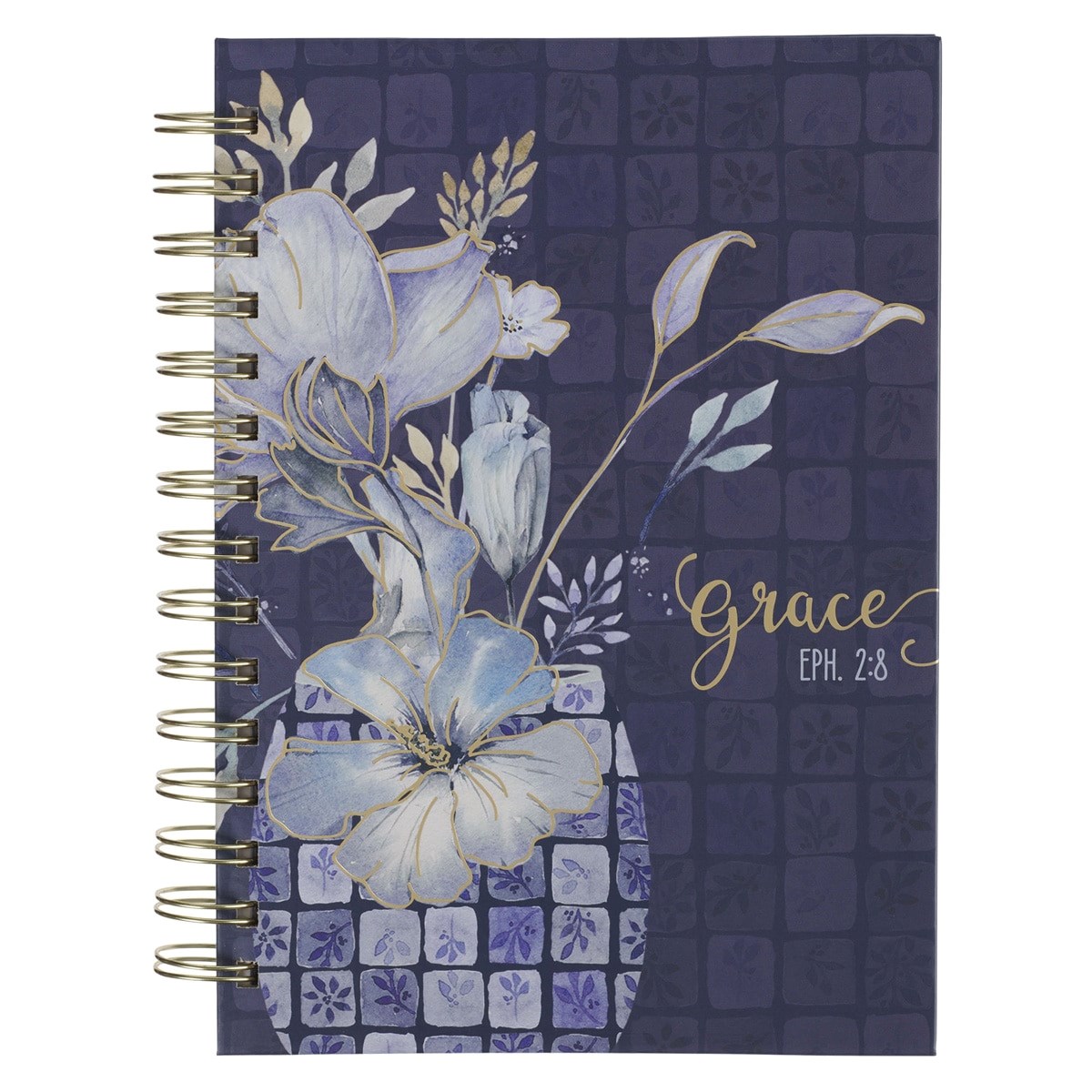 348537 Journal Wirebound - Grace Eph. 2-8 - Blue Floral