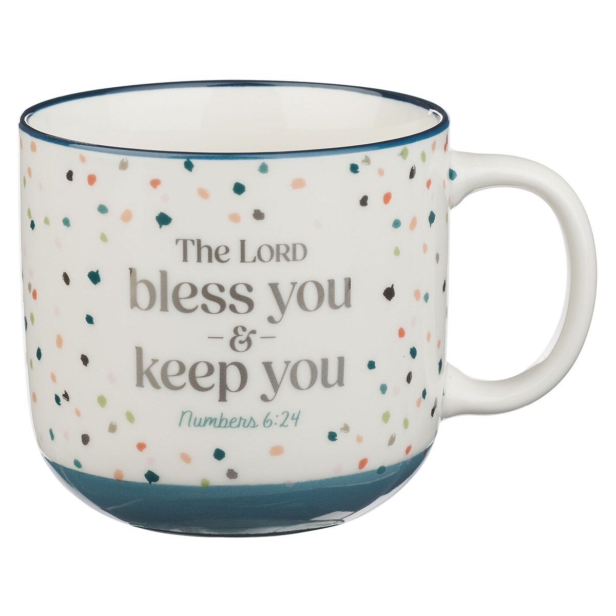 Picture of Christian Art Gifts 368465 Ceramic Mug - Bless You & Keep You Num. 6-24 - Blue Confetti