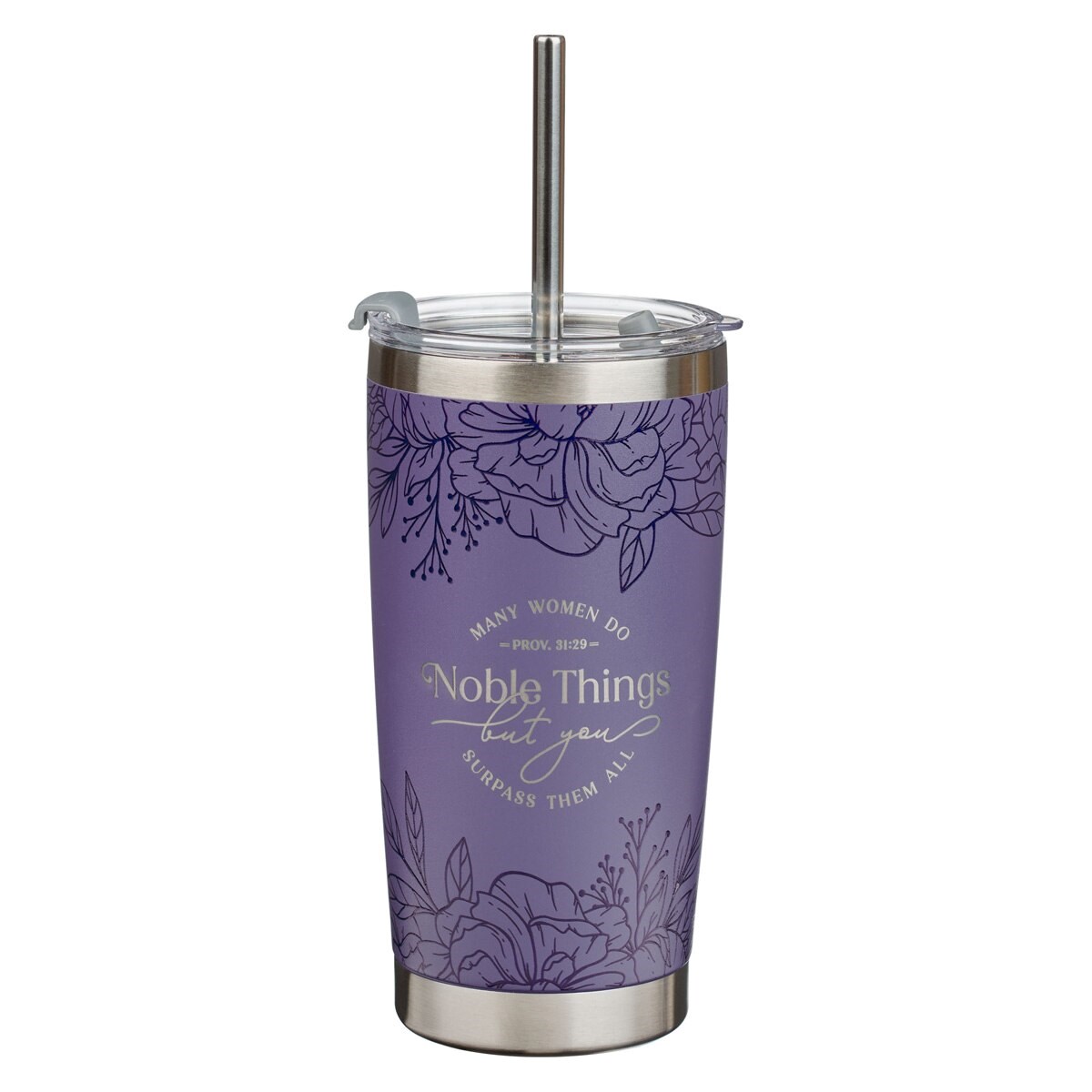 Picture of Christian Art Gifts 368494 Noble Things Prov. 31-29 Stainless Steel Tumbler, Purple