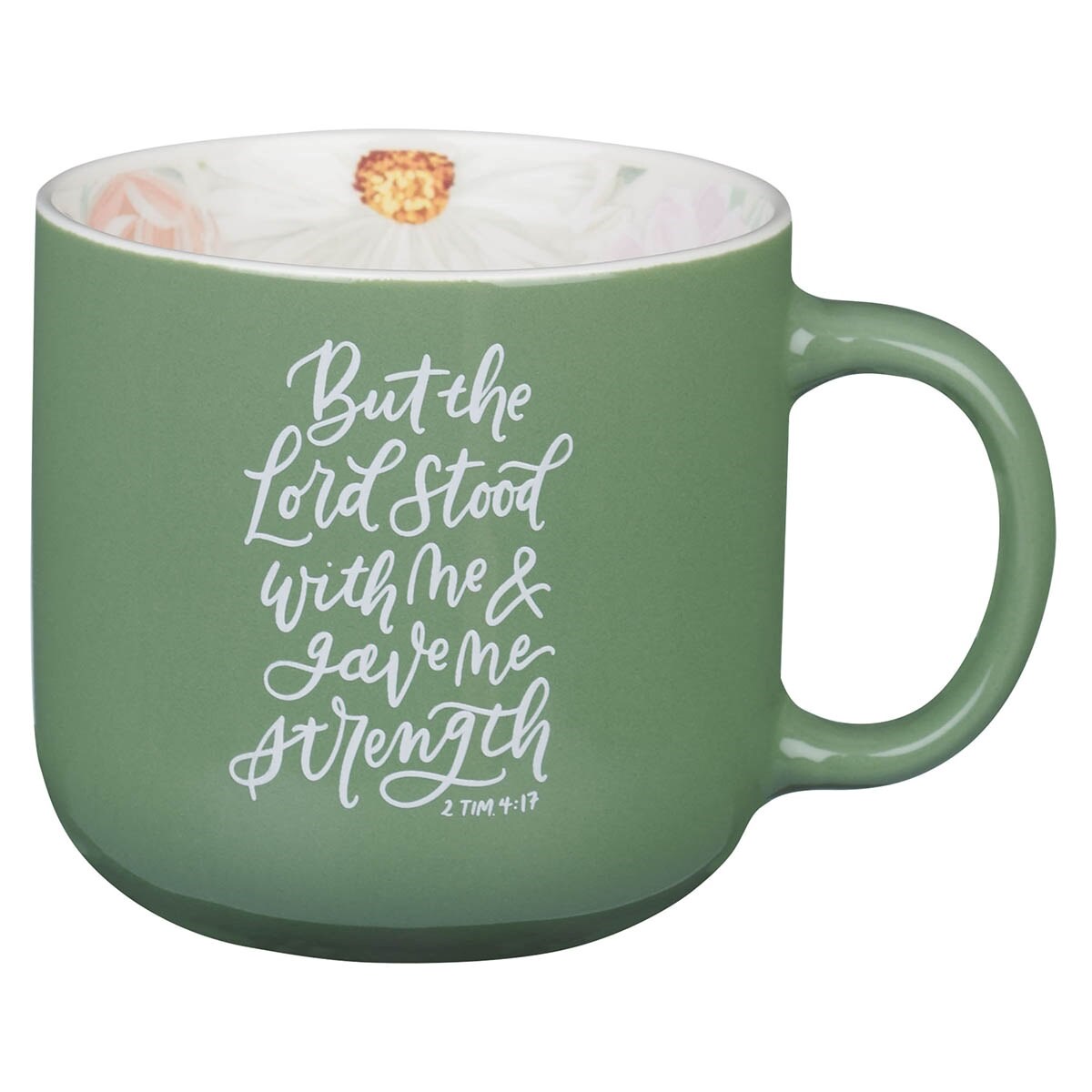 Picture of Christian Art Gifts 471795 Ceramic Mug - The Lord Stood with Me 1 Tim. 4-17 - Green