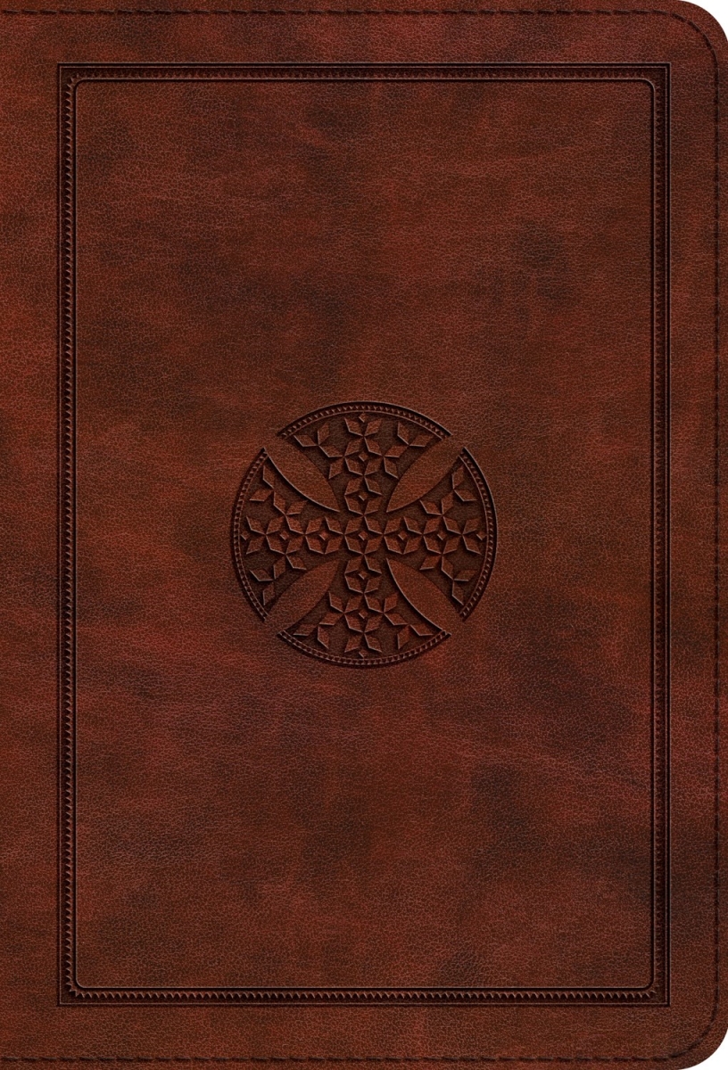 471119 ESV Large Print Compact Bible - Brown Mosaic Cross Design TruTone