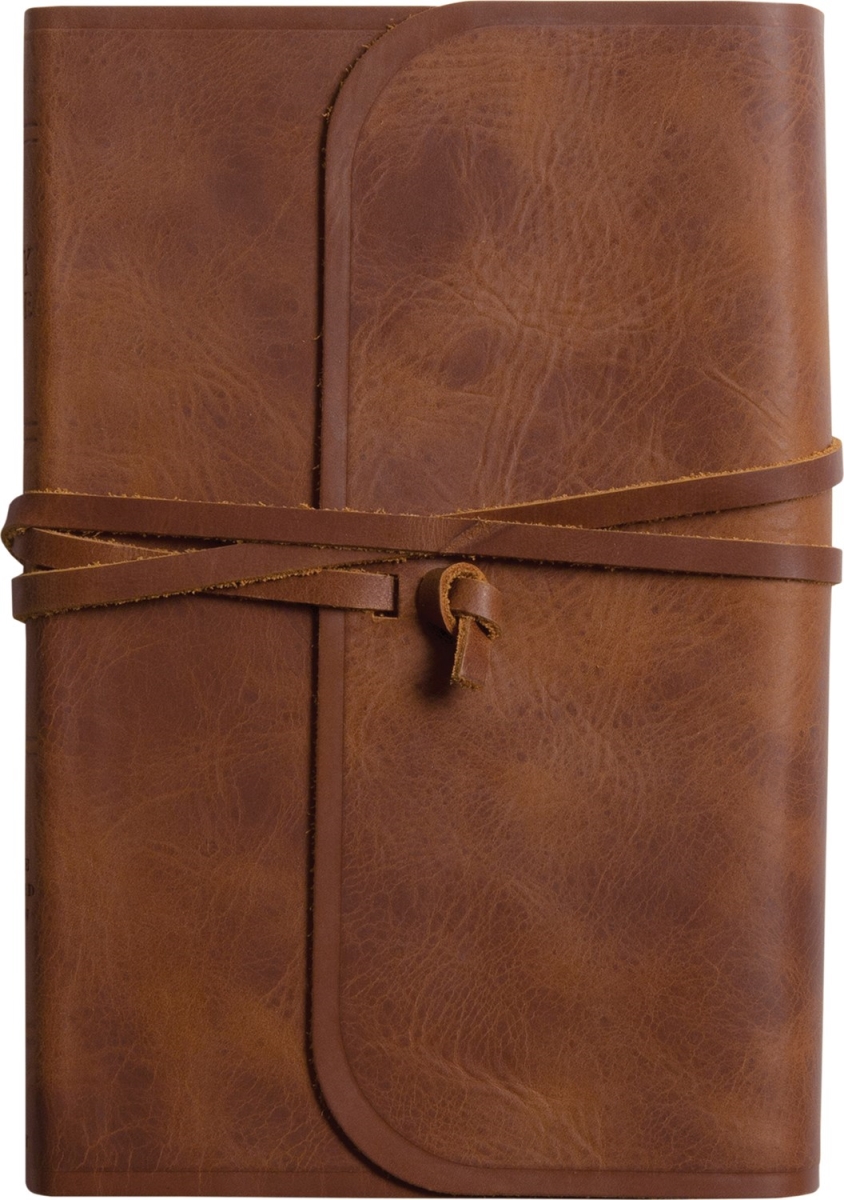 471170 ESV Thin Line Bible Book - Brown Natural Leather with Flap & Strap