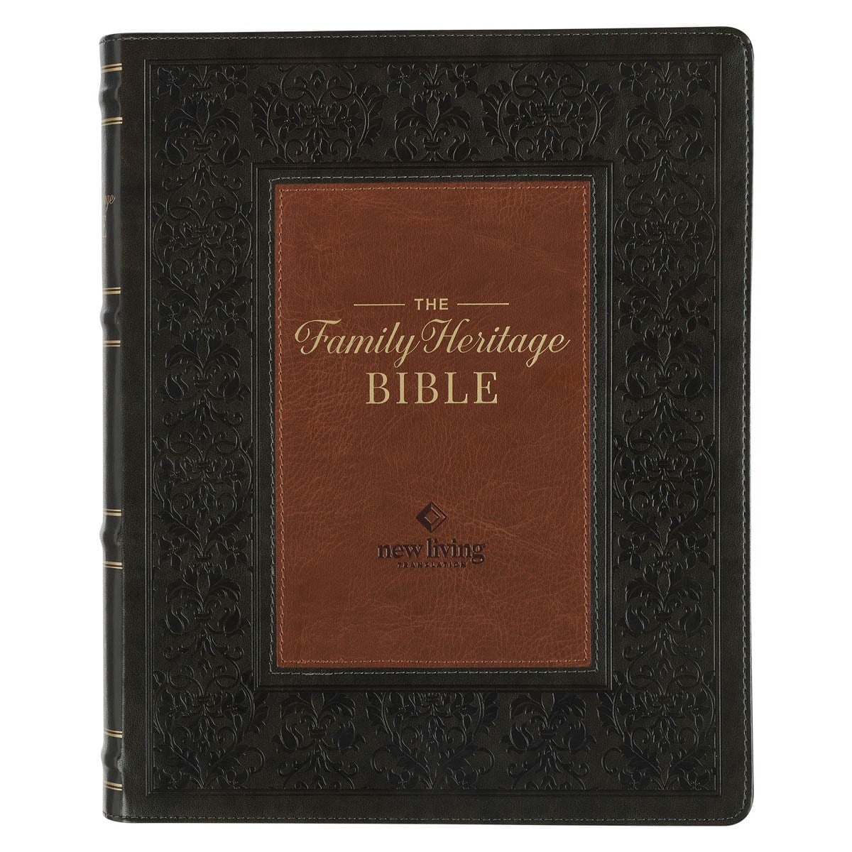 294612 NLT Family Heritage Bible - Dark Olive & Brown Faux Leather
