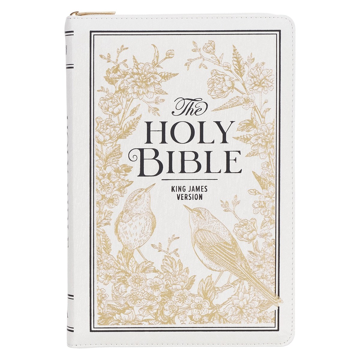 380330 KJV Large Print Thinline Bible - White & Gold with Zipper