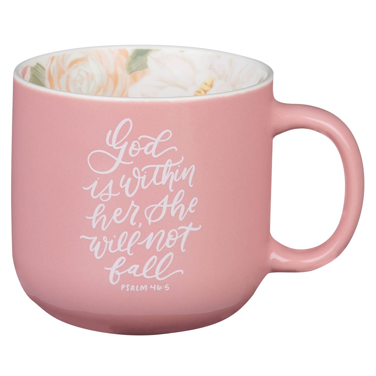 Picture of Christian Art Gifts 471796 Ceramic Mug - God Is Within Her Ps. 46-5 - Pink