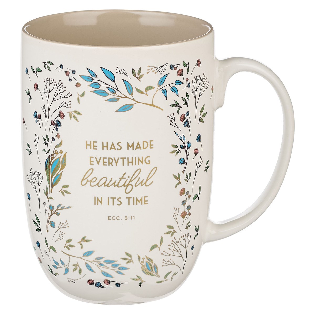 Picture of Christian Art Gifts 368474 Ceramic Mug - Everything Beautiful Ecc. 3-11 - Cream & Brown