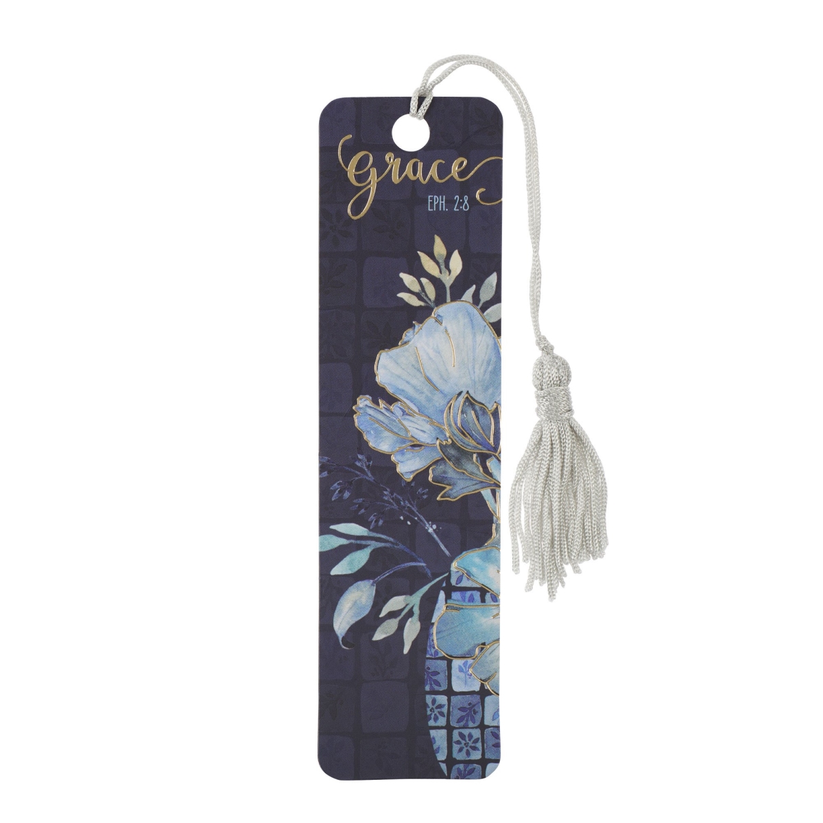 368415 Bookmark - Grace Eph. 2-8 with Tassel - Blue Floral