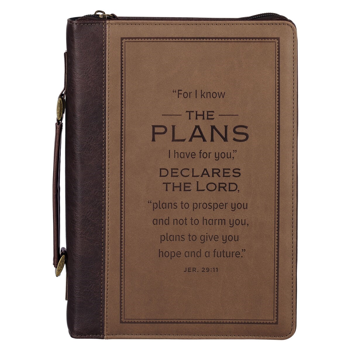 47175X Bible Cover - Classic - I Know The Plans Jer. 29-11 - Two Tone Brown - Medium