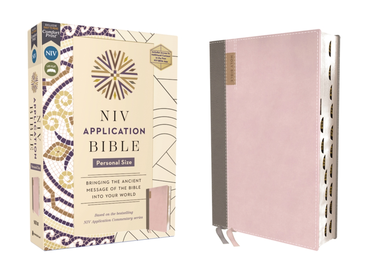 373669 NIV Application Personal Size Comfort Print Leathersoft Indexed Bible - Pink