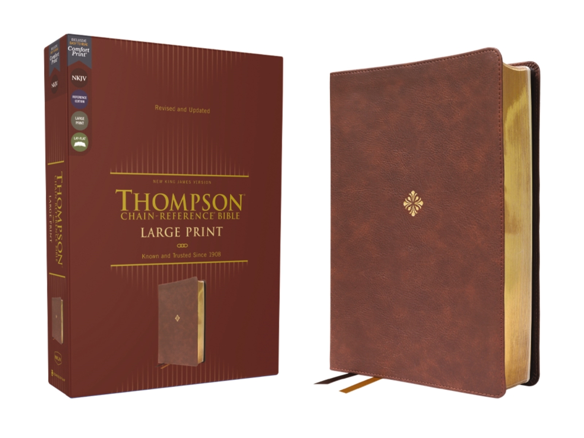 224178 NKJV Thompson Chain - Reference Bible & Large Print - Comfort Print - Brown Leathersoft