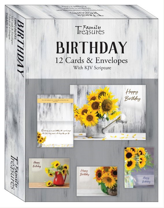 402818 Boxed Card - Birthday - Sunflowers - Pack of 12