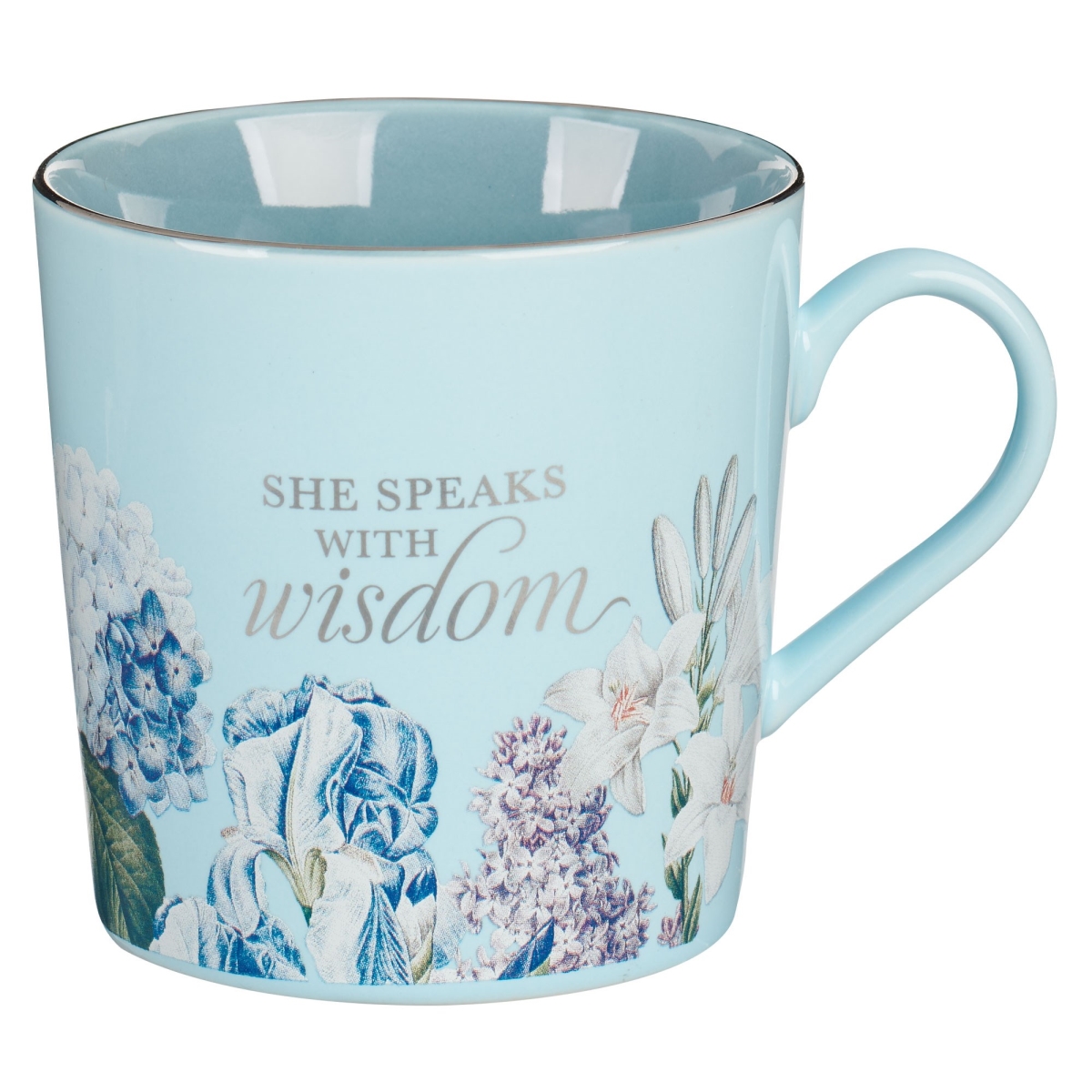 Picture of Christian Art Gifts 304802 Mug - She Speaks with Wisdom - Proverbs 31 - 26 - Blue Floral
