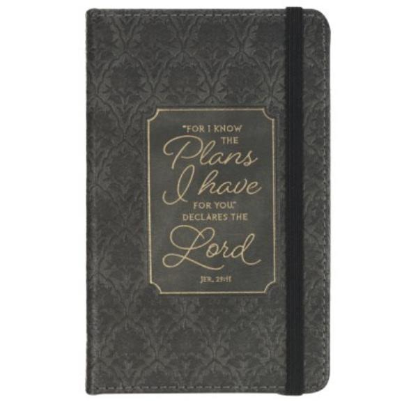 75406X Notebook with Elastic Closure Faux Black & Grey I Know the Plans