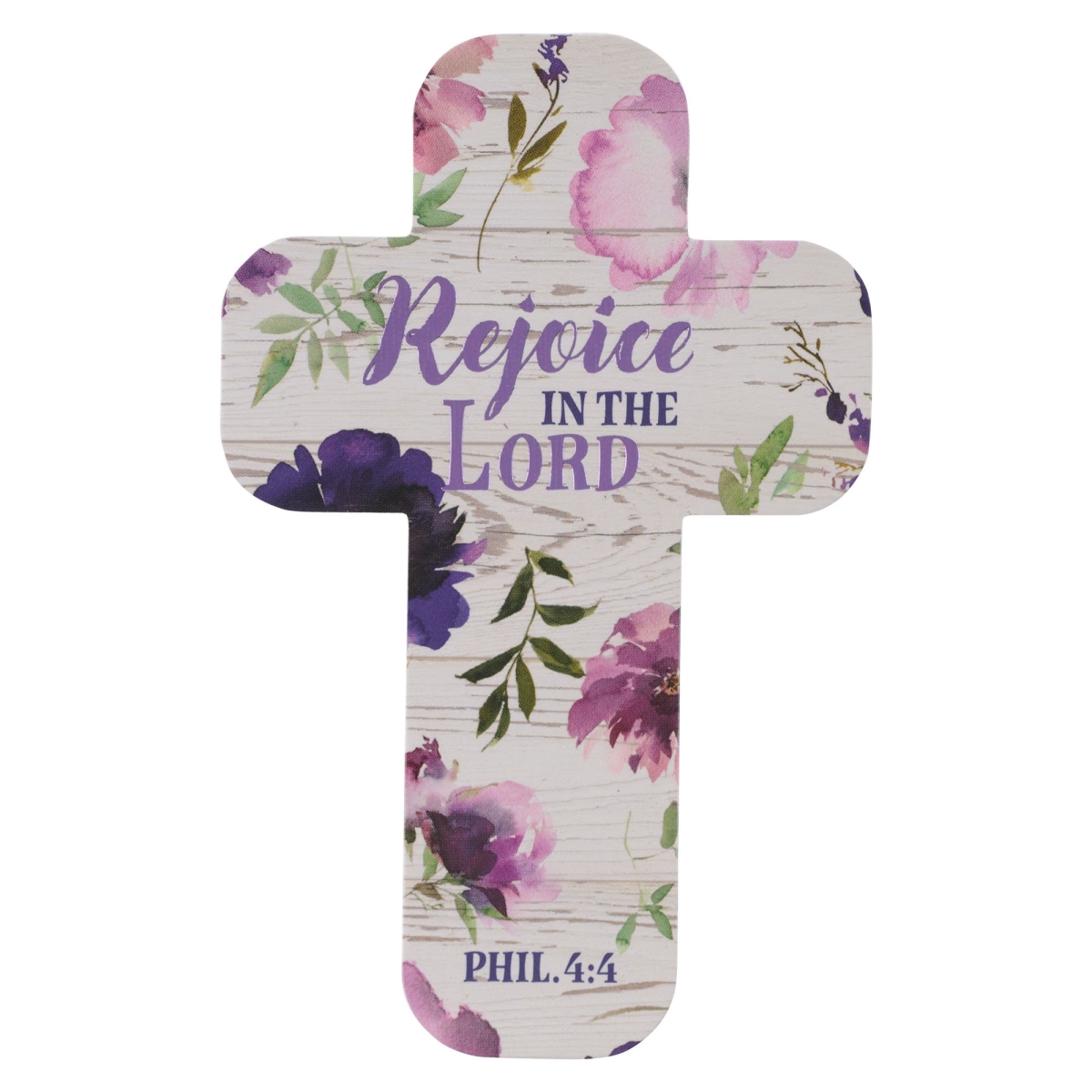 294680 Bookmark - Cross - Purple Floral Rejoice in the Lord Phil. 4-4 - Pack of 12