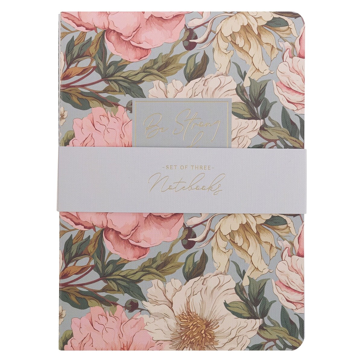472240 Notebook Set - Large - Strong & Courageous - Pink - Set of 3