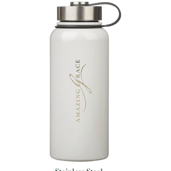 Picture of Christian Art Gifts 745706 32 oz Stainless Steel Water Bottle - Amazing Grace, White