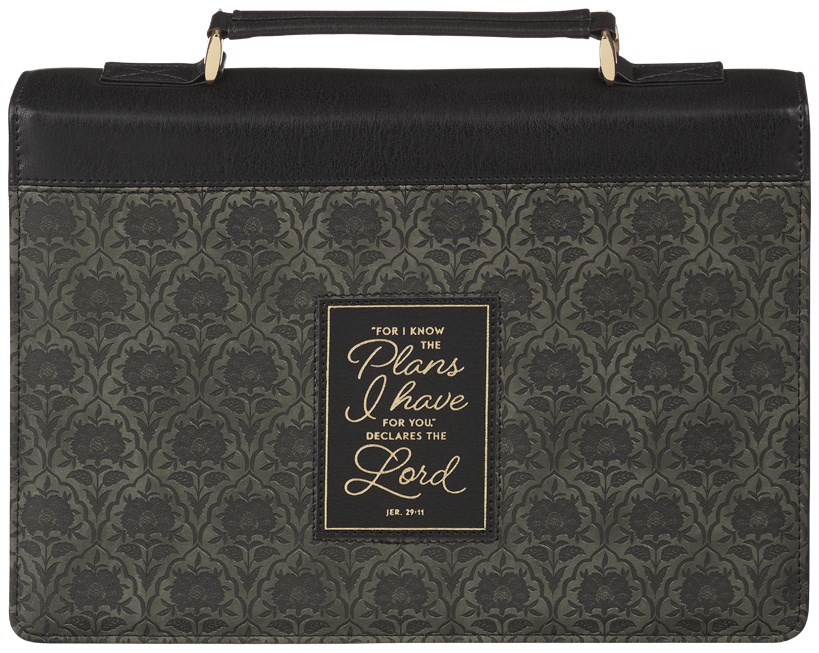 745628 I Know the Plans Bible Cover - Jeremiah 29-11, Charcoal & Black Fashion